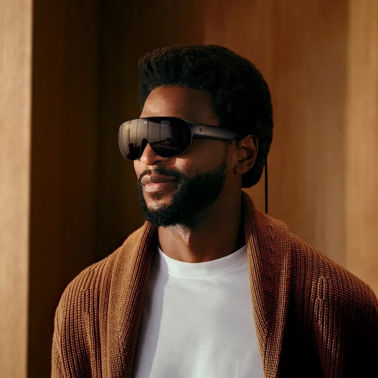 A person wearing Meta VR Glasses