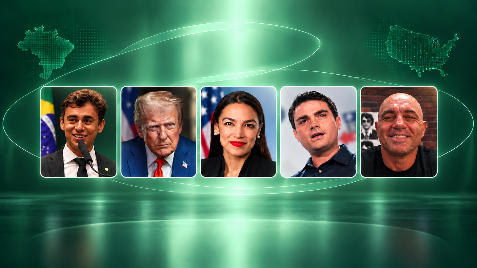 Editorial montage of five public figures discussed in the analysis